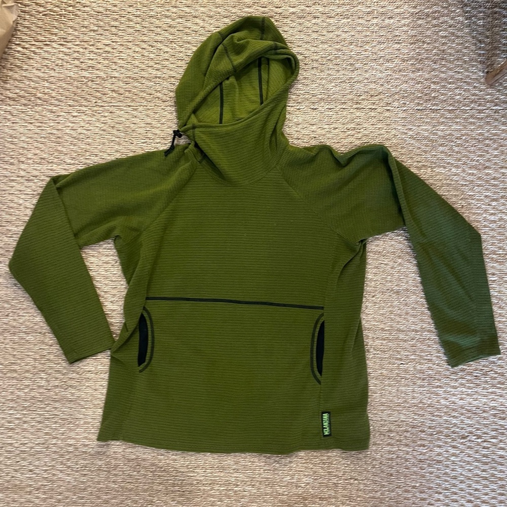 Green Melanzana micro grid hoodie